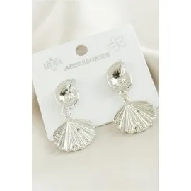 İstiridye Metal Küpe-Sarı