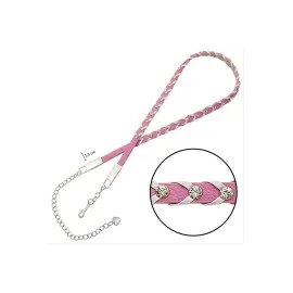 Örgülü Deri Taşlı Kemer-Sarı