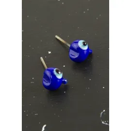 Penguen Cam Küpe-Mavi