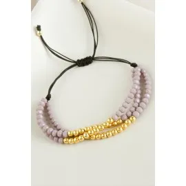 Top Metal Üçlü Kristal Bileklik-Açık Mor