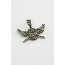 Kılıç Kuru Kafa Çelik Kolye Ucu 3 cm-Gümüş Rengi