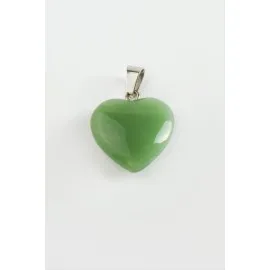 Yeşim Kalpli Doğaltaş Kolye Ucu-Yeşil