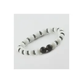 Sedef-Mat Onix Doğaltaş Bileklik-Beyaz