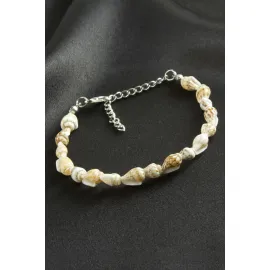 Deniz Kabuğu Boncuk Halhal-Kahverengi