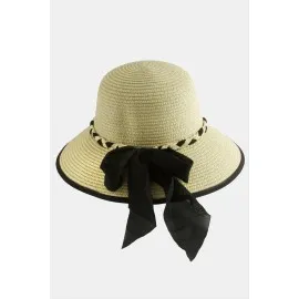 Fiyong Örgülü Hasır Şapka-Kiremit