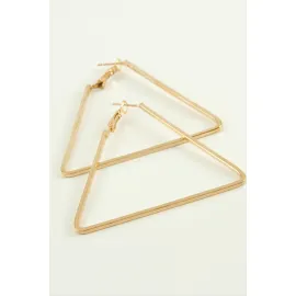 Üçgen Halka Küpe 4,5 cm-Sarı