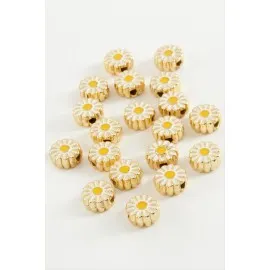 Papatya Mineli Bileklik Ve Kolye Ucu Aparatı 1 Adet-Sarı