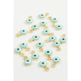 Nazar Tek Kulp Mineli Bileklik ve Kolye Ucu Aparatı 1 Adet-Turkuaz