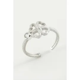 Yonca Metal Yüzük-Gümüş Rengi