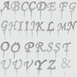 Gümüş Renkli Harf Pasta Ve Kek Pleksi-Ç