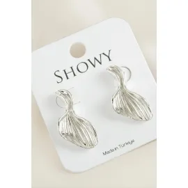 Deniz Kabuğu Tasarımlı Yeni Sezon Metal Küpe-Gümüş Rengi