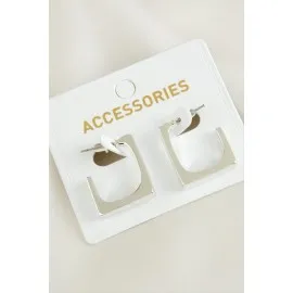 Kare Yeni Sezon Metal Küpe-Gümüş Rengi