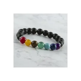 7Li Doğaltaş Çakra Bileklik-Siyah