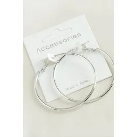 Boru Halka Küpe 5 Cm-Gümüş Rengi