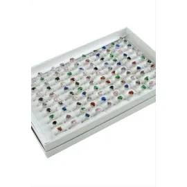 Karışık Lüks Zirkon Taşlı Ciddi İlişki Yüzüğü-Renkli