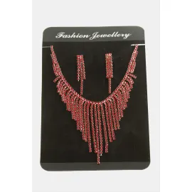 Lüks Suyolu Set Kolye-Kırmızı