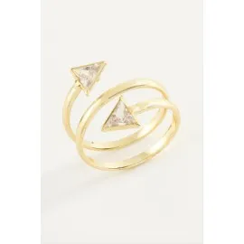 Üçgen Zirkon Taşlı Yüzük-Gümüş Rengi