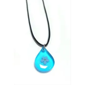 Unutma Beni Çiçeği Damla Epoksi Kolye-Mavi