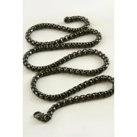 Kare Zincir Çelik Kolye 45 Cm-Siyah