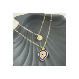 Damla Nazar Yeni Sezon İkili Kolye-Sarı