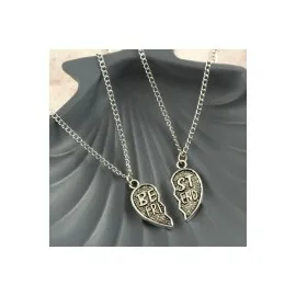 Best Friends Arkadaş Zincir Kolye Çift Kolye-Gümüş Rengi