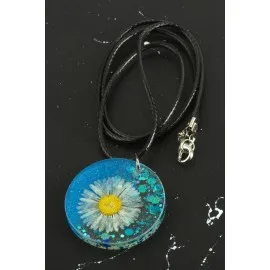 Papatya Epoksi Kolye-Mavi