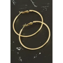 Ezme Lüks Çelik Halka Küpe 4 cm-Sarı