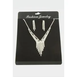 Lüks Suyolu Set Kolye-Gümüş Rengi