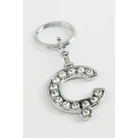 Gümüş Renkli Taşlı Harf Anahtarlık-Ç