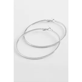 Metal Halka Küpe 5 cm-Gümüş Rengi