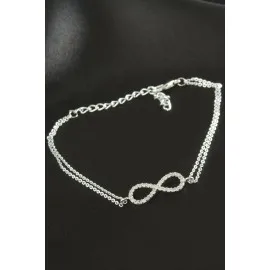 Sonsuzluk Zirkon Taşlı Bileklik-Gümüş Rengi