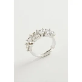 Kalp Zirkon Taşlı Yüzük-Gümüş Rengi