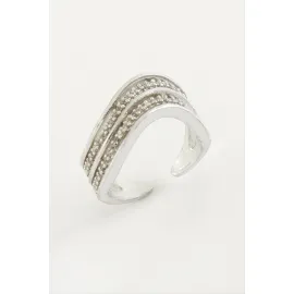 Oval Zirkon Taşlı Yüzük-Gümüş Rengi