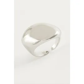 Oval Metal Yüzük-Gümüş Rengi