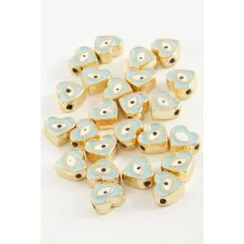 Kalp Göz Mineli Bileklik Ve Kolye Ucu Aparatı 1 Adet-Açık Mavi