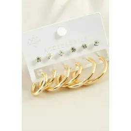 12 Adet Boru Taşlı Halka Küpe-Sarı