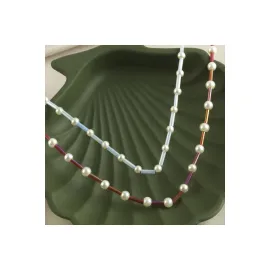 İnci Boncuk Kolye-Sarı