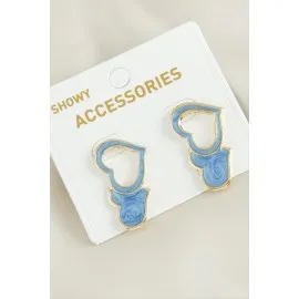 Kalp Yeni Sezon Mineli Küpe-Açık Mavi