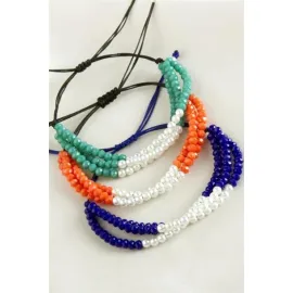 İncili Üçlü Kristal Bileklik-Antrasit