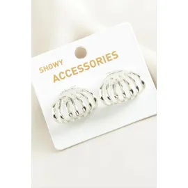 Yelpaze Trend Metal Küpe-Gümüş Rengi