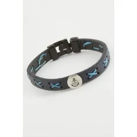 Çapa Kaliteli Suni Deri Bileklik-Lacivert