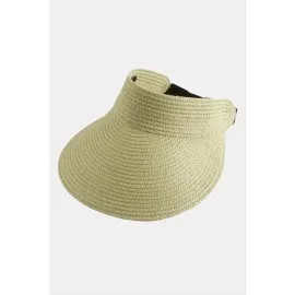 Kasketli Hasır Plaj Şapkası-Bej