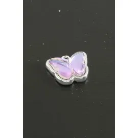 Kelebek Taşlı Tek Kulplu Aparat 1 Adet-Gümüş Rengi