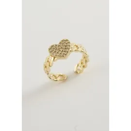 Kalp Zirkon Taşlı Yüzük-Gümüş Rengi