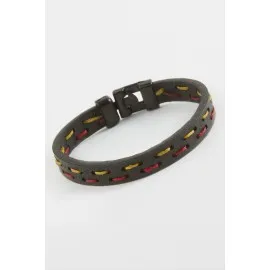 Taraftar Kaliteli Suni Deri Bileklik-Siyah