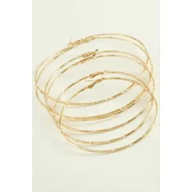 Noktalı Metal Halka Küpe 6 Adet-Sarı