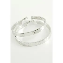 Crt Halka Küpe 6 Cm-Gümüş Rengi