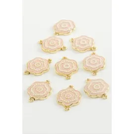 Çiçek Çift Kulplu Mineli Bileklik Ve Kolye Ucu Aparatı 1 Adet-Pembe