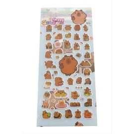 Happy Kabartmalı Sticker-Kahverengi