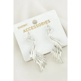 Kanat Yeni Sezon Metal Küpe-Gümüş Rengi